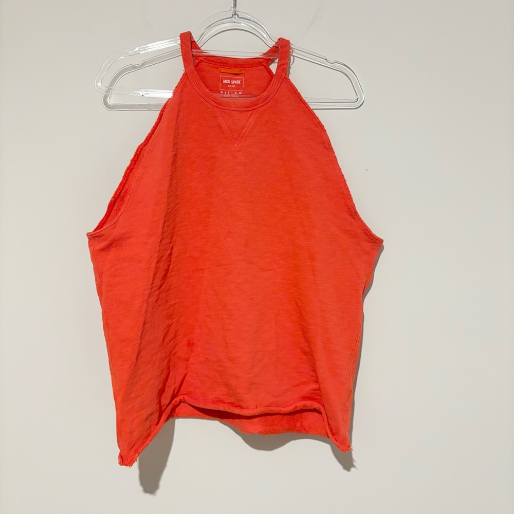 Jack Spade "Price" Sweatshirt cutoff tank Bright Orange Crewneck Cotton Mens‎ XL